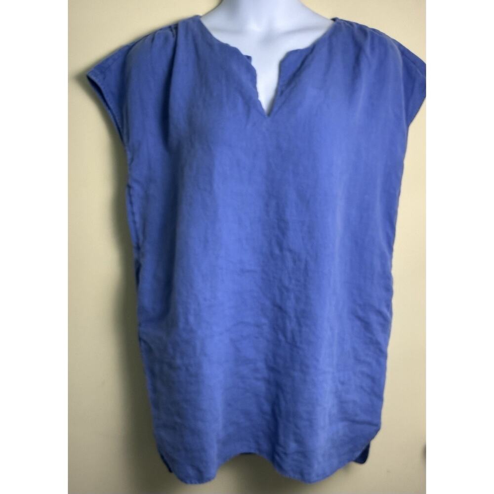 Monoprix Femme blue Linen Dress size 46 Cottagecore coastal